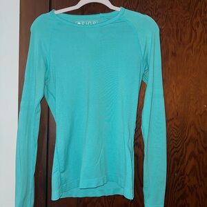 Figs Women's Aqua Long Sleeve Underscrub Top